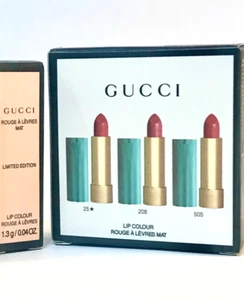 $45 GUCCI MATTE TRIO KIT LIPSTICK BALM GLOSS GOLDIE RED ARGENTINA JANET RUST - Picture 1 of 16