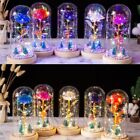 LED Rose Dome Valentine's Gifts Tree In Glass Wooden Base Christmas Tree