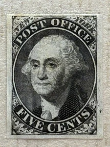 US 9X1 / 5c Black Washington Stamp / REPRINT of Provisional Issue Postmasters - Picture 1 of 2