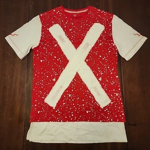 Y2K Splatter Paint A24 Style Horror Denim X Men Red Shirt M Halloween Streetwear - Picture 1 of 6