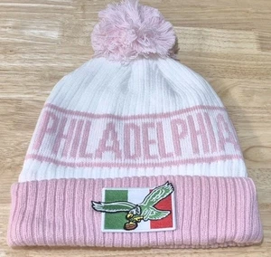 Philadelphia ITALIENISCHE ADLER FLAGGE weich warm Fell gefüttert rosa Bommel Mütze - Bild 1 von 9