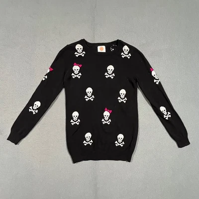 Suéter Total Girl Niños Negro Calavera Huesos Cruzados Talla L 10 12 Algodón Foto 1 de 4