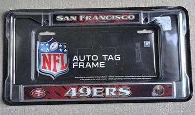 Placa de licença San Francisco 49ers metal cromado quadro NFL carro caminhão automático NOVO 6x12 - Imagem 1 de 4