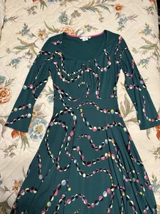 Boden Dress Long Sleeve Women's Size US 2R Green Abstract - Picture 1 of 9