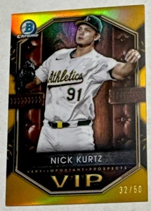 2025 Bowman Chrome Nick Kurtz VIP-2 Gold Refractor #32/50 - Picture 1 of 3