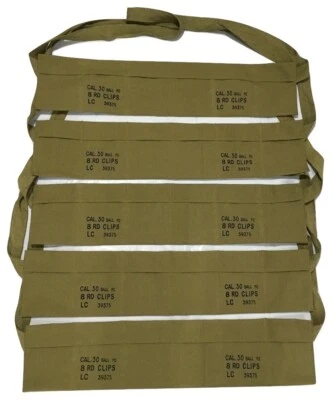 (Pack of 5) US Army Cotton Cloth Bandolier for M1 Garand - US Olive Color - Image 1 of 3