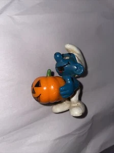 Smurfs Pumpkin Smurf Halloween Jack-O-Lantern Rare Vintage Figure - Picture 1 of 5