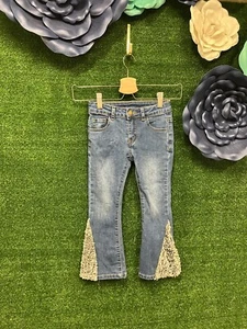 M.L. Kids jeans with gray velvet sequin flare bottoms size 6 toddler - Picture 1 of 6