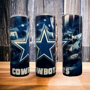 Cowboys Handmade 20oz Tumbler  With Lid , Straw And Rubber Bottom - Picture 1 of 1