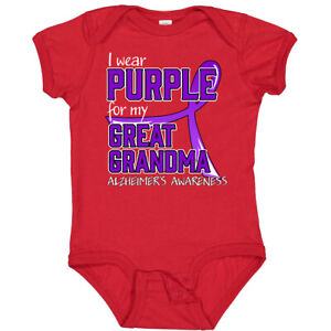 Inktastic I Wear Purple For My Great Grandma- Alzheimers Awareness Baby Bodysuit