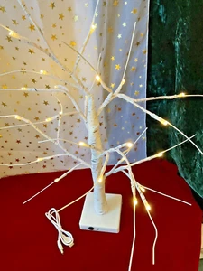 Künstlicher Baum weiß Birkenoptik 23" hoch 5 Zweige klare Lichter viele Anlässe - Bild 1 von 12