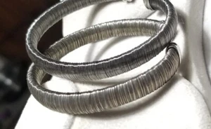 Set of 2 QVC Vicenza black Rhodium sterling silver wire Cuff bangle Bracelet jcm - Picture 1 of 11