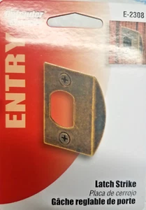 Defender Security Standard Latch Strike Steel 1-5/8" CTC E-2308 Antique Brass - Picture 1 of 2