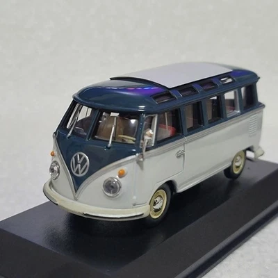 Minichamps 1/43 VW Bus "Samba" grigio blu modello classico auto pressofuso - Immagine 1 di 4