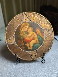 Vintage Raphaels Madonna des Stuhls Wandrelief Made USA - Bild 1 von 8