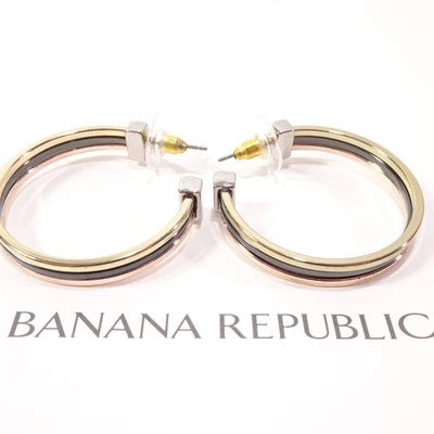 NUEVO CON ETIQUETAS Banana Republic Mujer Oro Plata Grueso Esmalte Pendientes Aro Nuevos con Etiquetas 45 Foto 1 de 4