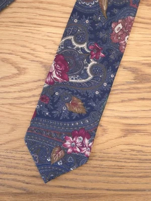 Bill Blass Tie Vintage Floral Paisley Blue Red Classic Mens Necktie - Image 1 of 3