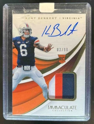 2018 Immaculate Collegiate Kurt Benkert Premium Patches Rookie Auto RC #3/99 - Image 1 of 2