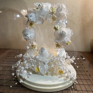Vintage Wedding Cake Topper Classic Treasure Masters Floral Pearl Beads Lace - Picture 1 of 9