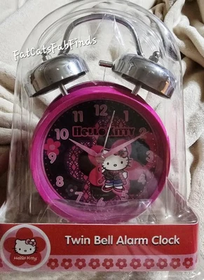 Hello Kitty Twin Bell розовый будильник аккумулятор Sanrio 2005 новый РЕДКАЯ - Изображение 1 из 4