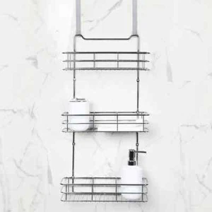 Sabichi Chrome 3-Tier Over Door Storage Unit-Hang Over The Door or Free Standing - Picture 1 of 5