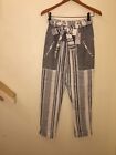 NWT Anthropologie The Upside Linen Florence Striped Belted Tapered Pant Size: XS