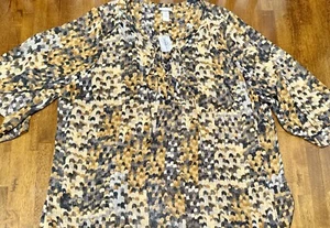 NEW Catherines 3/4 Belle Sleeve Brown Lightweight Top Semi-Sheer 4X 30/32 - Picture 1 of 2