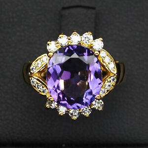 Charming Light Purple Spinel Oval 5Ct 925 Sterling Silver Handmade Ring Size 6.5