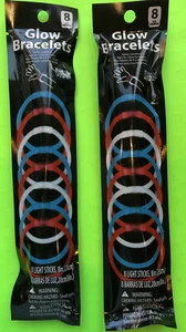 TWO PACKAGES OF PATRIOTIC Glow Bracelets (8ct X2) 8” New Red White Blue America - Picture 1 of 7