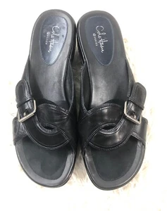 Sandalias Cole Haan de charol negro con tacón de cuña talla 8,5 B - Imagen 1 de 6