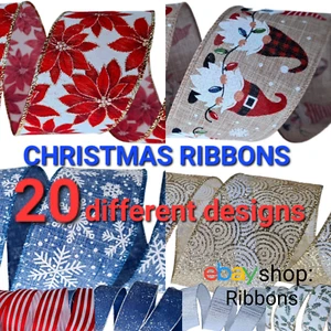 SALE 5for4 Christmas Ribbons Luxury Wired Craft Tree Decoration Wreath Maker UK - Picture 1 of 24