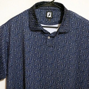 FootJoy Shirt Mens XL Short Sleeve Golf Performance Polo Navy Blue White Glasses - Picture 1 of 7