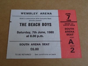 Beach Boys 1980 Wembley Arena Concert Ticket - Picture 1 of 1