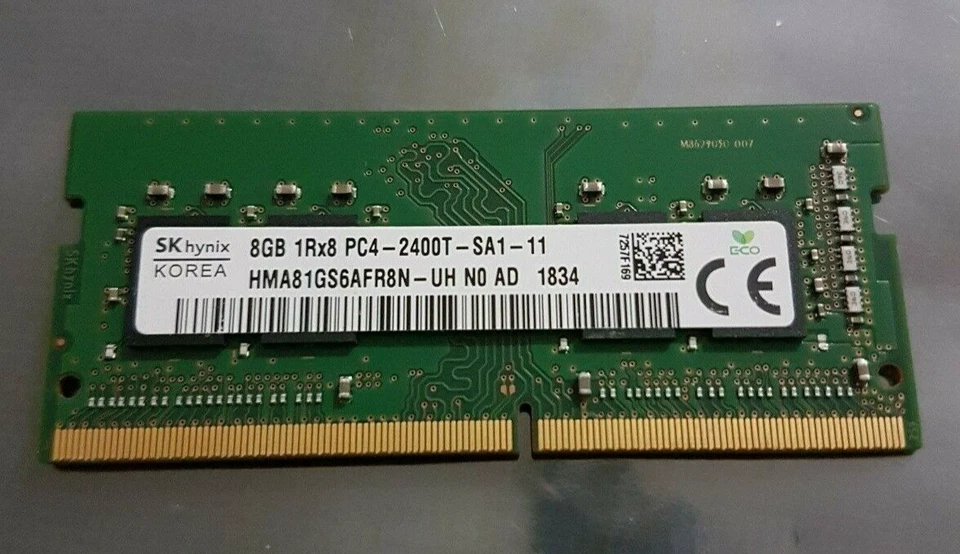 SK Hynix 8GB 1X8GB HMA81GS6AFR8N-UH DDR4 1Rx8 PC4-2400T SODIM Laptop Memory Ram - Image 1 of 1
