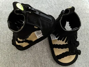 Infant Girls Baby Black Sandals Size 3-6 Months - Picture 1 of 6