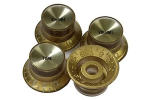 Bell Hat Knobs Gold Reflector for Gibson USA 4pk - Picture 1 of 4
