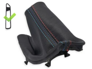 PARA BMW F30 F31 2012-2018 FUNDA FRENO DE MANO CUERO NEGRO HILO M + MARCO - Imagen 1 de 4