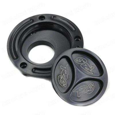 Ajuste para Yamaha YZF R6S 2001-2009/YZF R6 1999-2019 18 tapa de tanque de combustible negro sin llave Foto 1 de 4