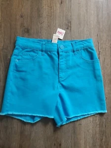 NWT Justice for girls blue denim shorts size 14 high waist soft & stretchy NEW - Picture 1 of 4