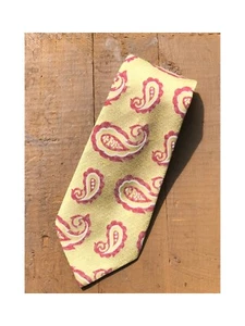 Men’s Vintage  Paisley Neck Tie Gold Red, Bergere', Short Wide - Picture 1 of 7