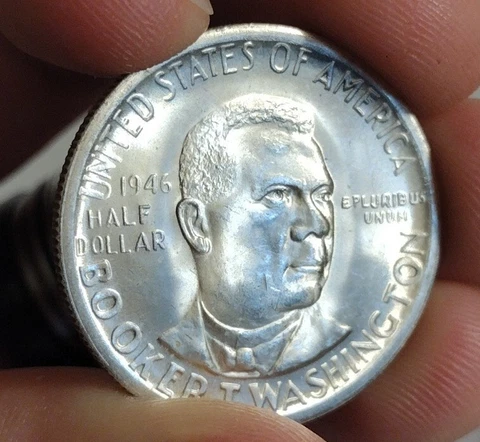 1946 S Booker T Washington Commerative Half Dollar⭐Luster Bomb ⭐ *PQ Wow* Silver Cover