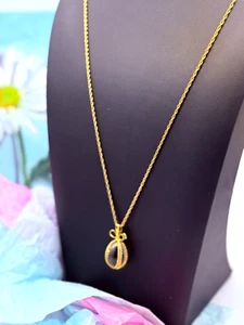 Joan Rivers Faberge Egg Collection 26" Gold Tone Clear Crystal Pendant Necklace - Picture 1 of 7