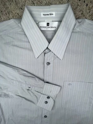 Camisa Pierre Balmain Paris Abotonada Para Hombre Talla 39 Rayas Manga Larga Con Logo Foto 1 de 4
