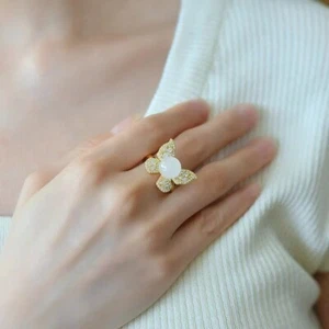 Certificado Hetian Jade Anillo Incrustación Plata Mariposa Nefrita Anillo Joyería Fina - Imagen 1 de 6