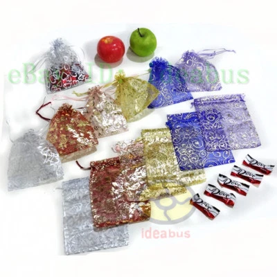 Bolsas de organza con patrón de impresión 25/50/100 piezas bolsas para joyas bodas 6,7"x4,73" Foto 1 de 4