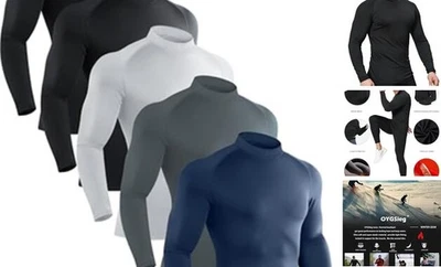 5 Pack Men's Thermal Turtle Mock Neck Large Dark Blue/Dark Grey/White/2*black - Image 1 of 4