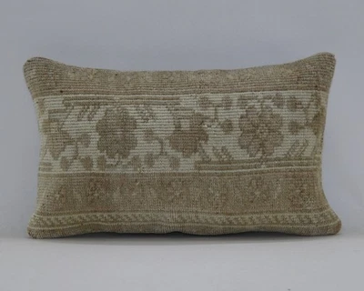 Cojín Funda Almohada 12"x20" 30x50 Tejido a Mano Turco Anatolia Kilim Vintage Foto 1 de 4