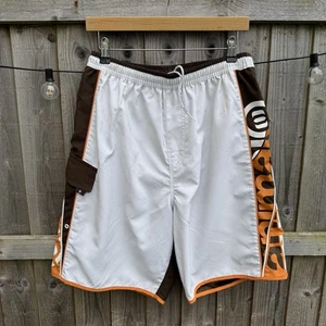 Animal y2k vintage surf print logo white / brown casual board shorts - Picture 1 of 3
