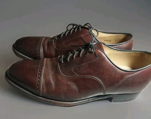 Johnston & Murphy Handcrafted Burgundy Oxford Melton Cap Shoe Men Size 12 - Picture 1 of 8