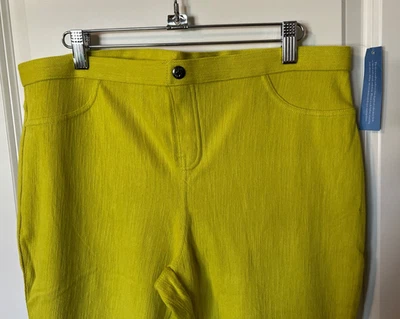 NUEVO CON ETIQUETAS PANTALONES JEGGINGS SIMPLE VERA WANG XL 35X29 LIMA VERDE NEÓN AMARILLO ELÁSTICO Foto 1 de 4